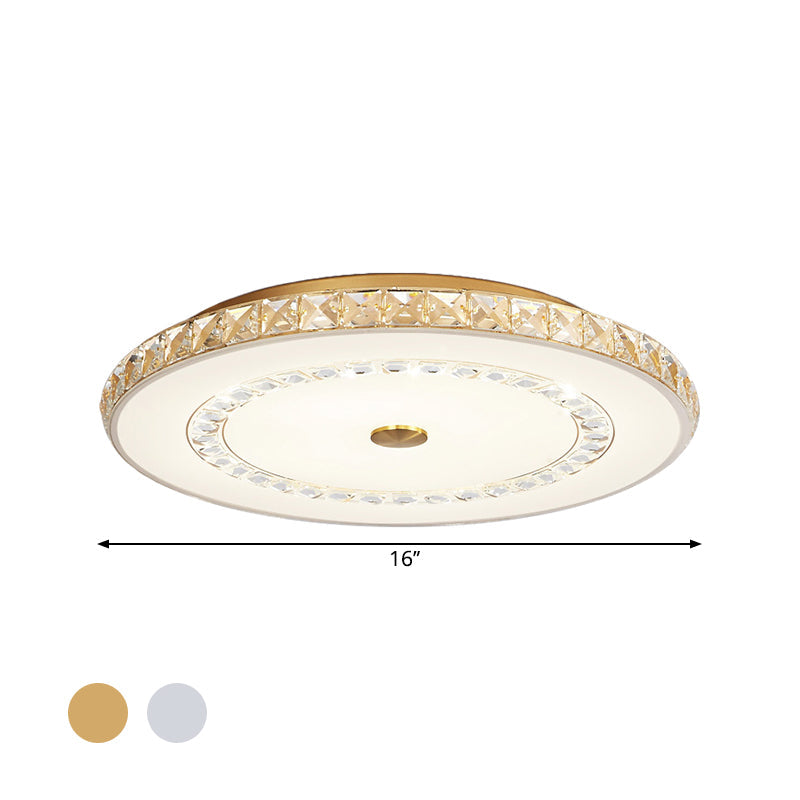 16"/19.5" W LED Doorway Modernist Flushmount Ceiling Mounted Light with Round Taavita Crystal Block Shade