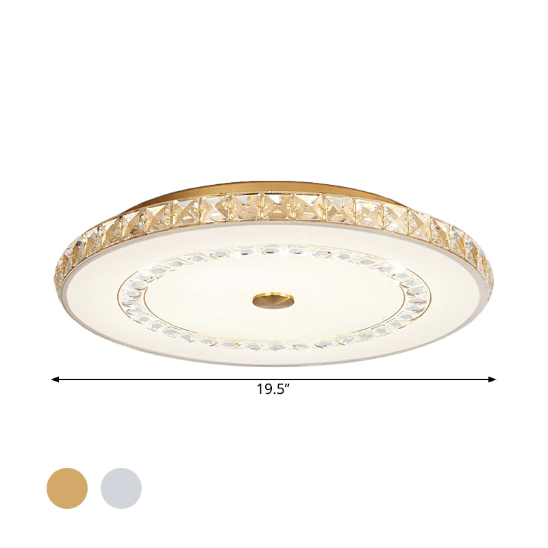 16"/19.5" W LED Doorway Modernist Flushmount Ceiling Mounted Light with Round Taavita Crystal Block Shade