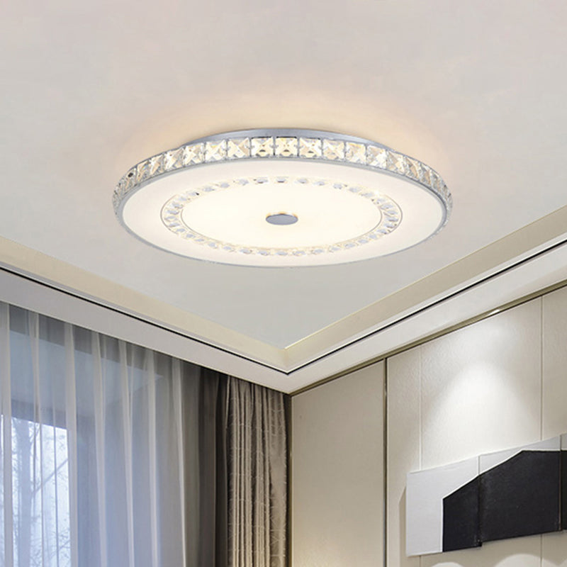 16"/19.5" W LED Doorway Modernist Flushmount Ceiling Mounted Light with Round Taavita Crystal Block Shade