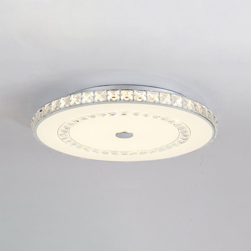 16"/19.5" W LED Doorway Modernist Flushmount Ceiling Mounted Light with Round Taavita Crystal Block Shade