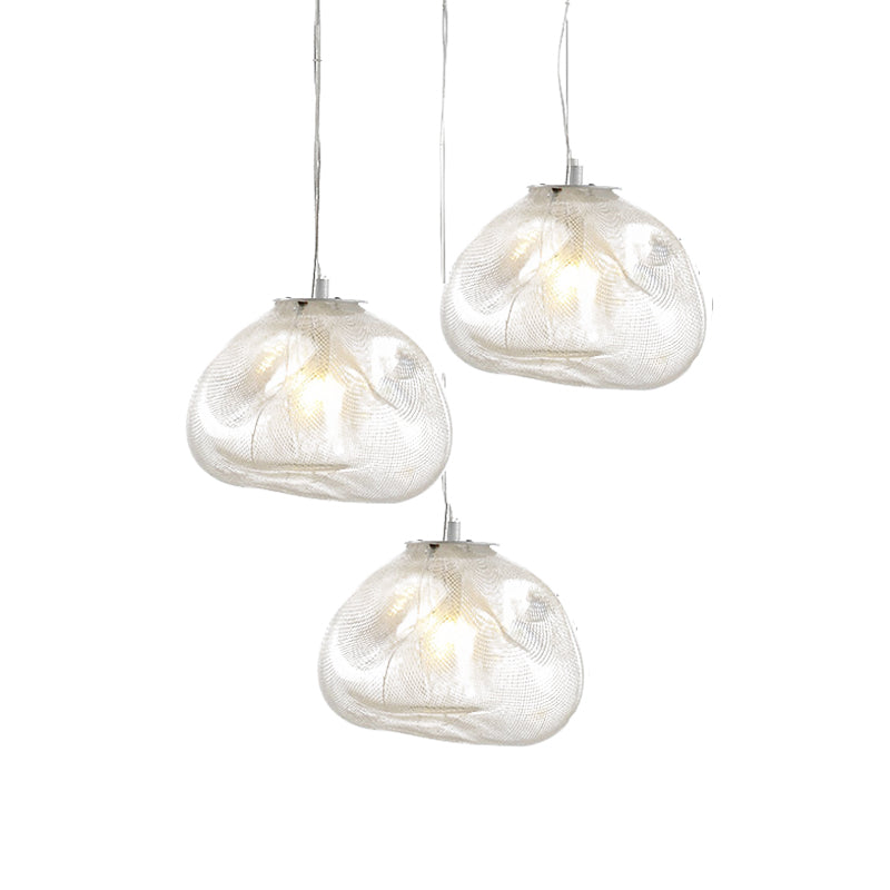8"/12" W Cloud Shaped Pendant Light Contemporary Clear/Smoke Gray Hand-Blown Glass 1 Bulb Indoor Hanging Lamp Clearhalo 'Ceiling Lights' 'Glass shade' 'Glass' 'Modern Pendants' 'Modern' 'Pendant Lights' 'Pendants' Lighting' 174623