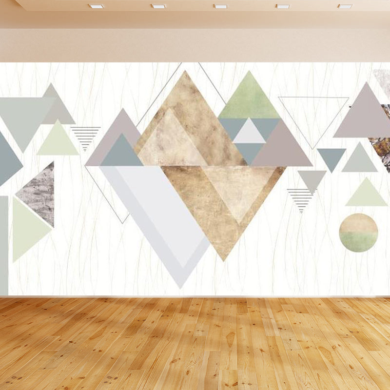 Geometric Triangle Wallpaper Mural Modern Non-Woven Fabric Wall Covering for Living Room