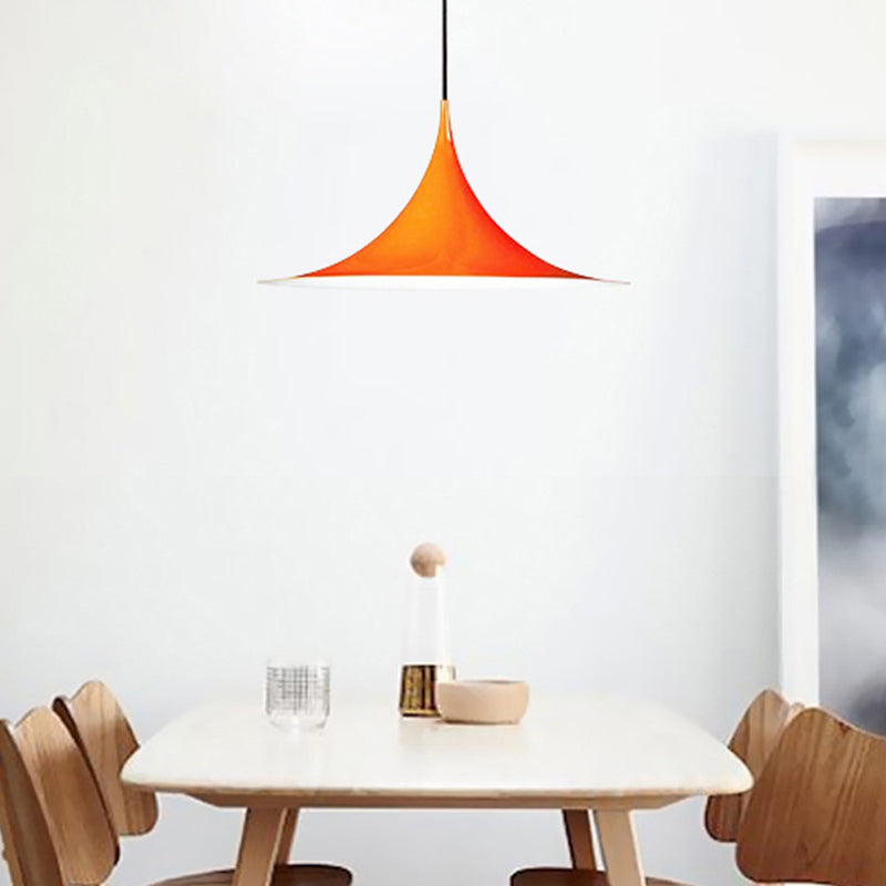 16"/19"W Trumpet Pendant Lighting Simplicity Metal 1 Light Black/Grey/White Hanging Light Clearhalo 'Ceiling Lights' 'Modern Pendants' 'Modern' 'Pendant Lights' 'Pendants' Lighting' 176606