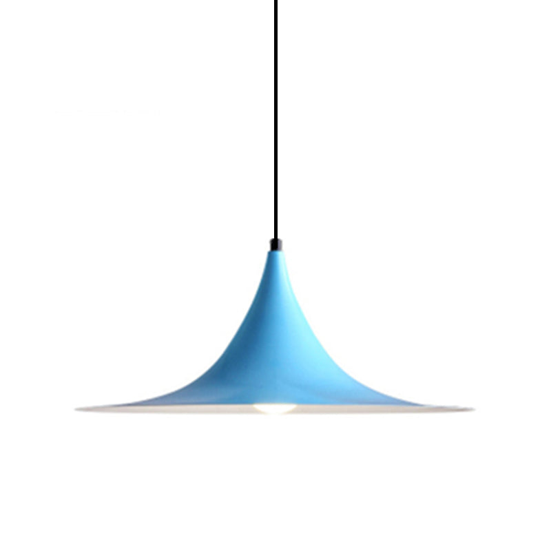 16"/19"W Trumpet Pendant Lighting Simplicity Metal 1 Light Black/Grey/White Hanging Light Clearhalo 'Ceiling Lights' 'Modern Pendants' 'Modern' 'Pendant Lights' 'Pendants' Lighting' 176611