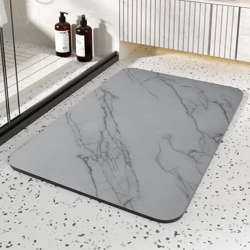 Ultra-Absorbent Marble-Style Bath Mat with Non-Slip Base