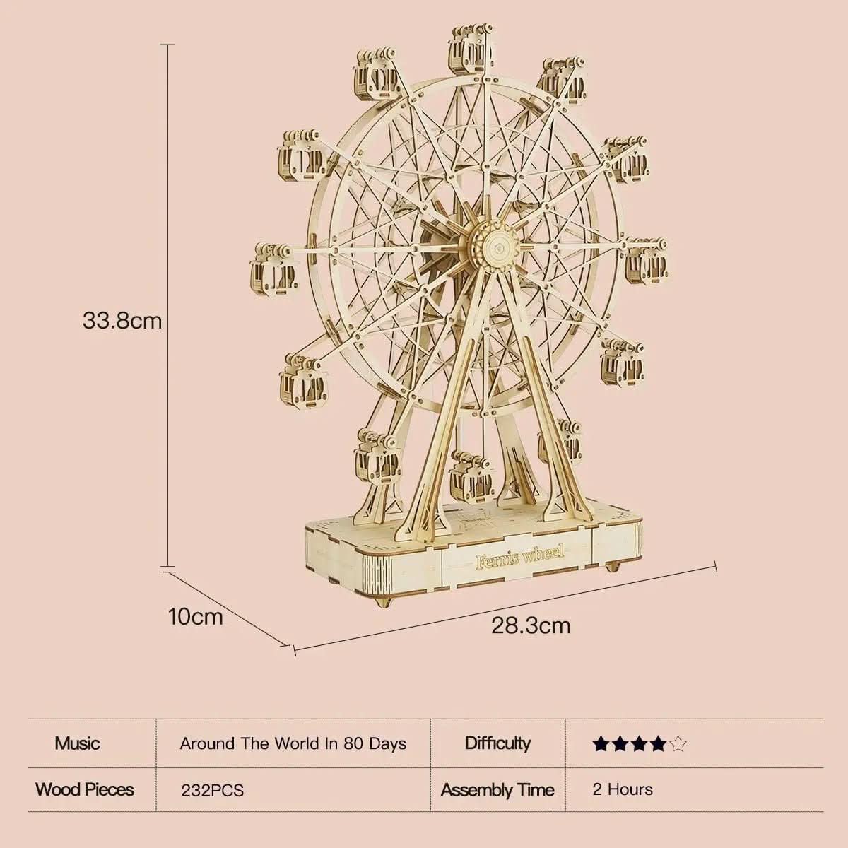 Create Your Own 3D Wooden Ferris Wheel Model Kit