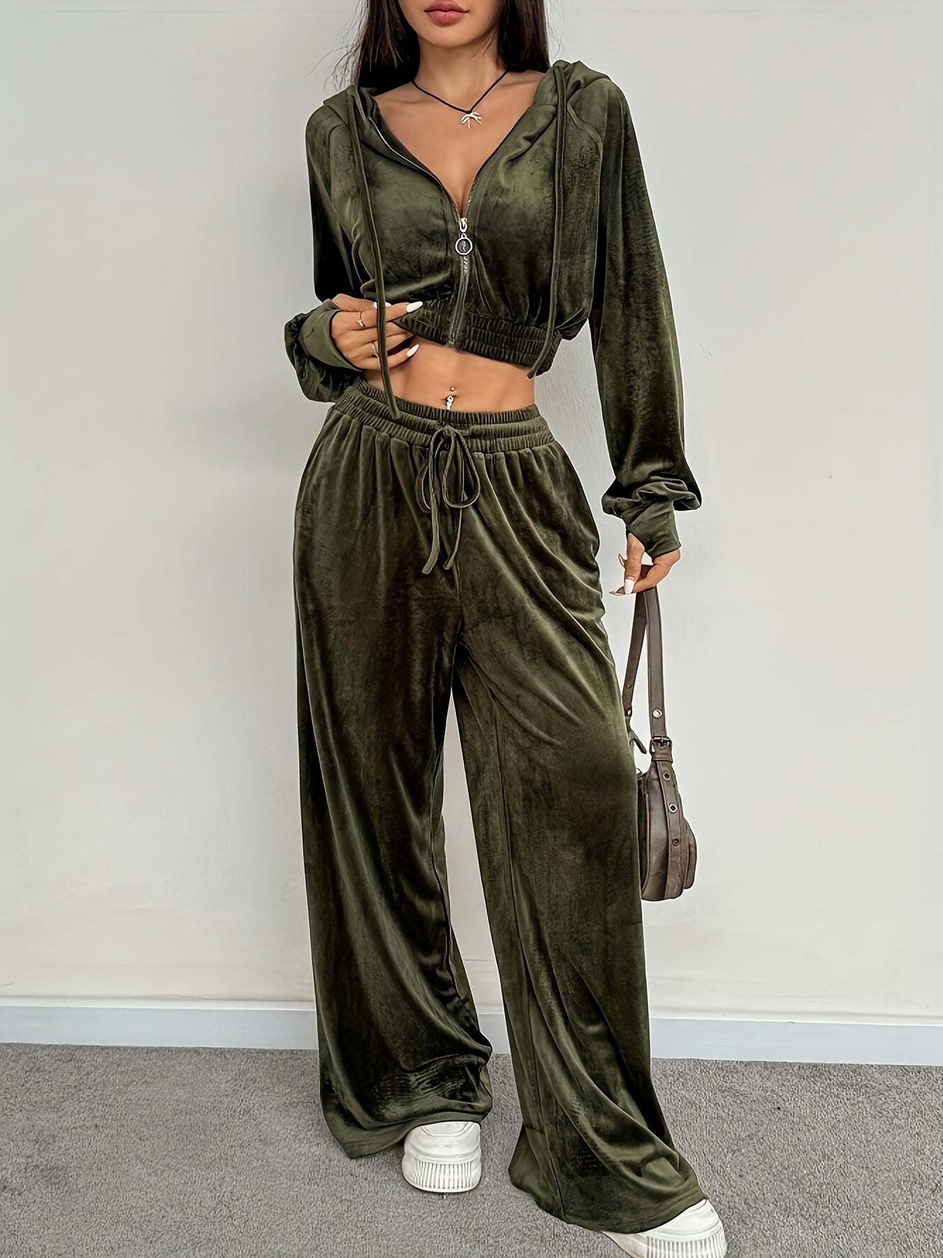 Women's Hoodie Jogger Set | Soft Stretch | All-Season Comfort | Polyester