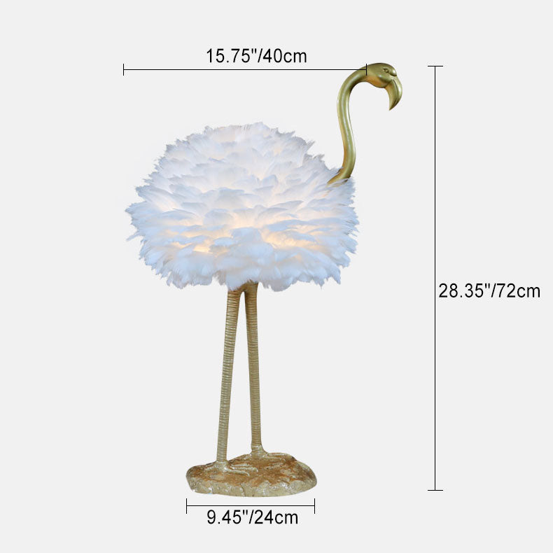 Contemporary Nordic Taavita Feather Metal Flamingo 1-Light Table Lamp for Nightstand