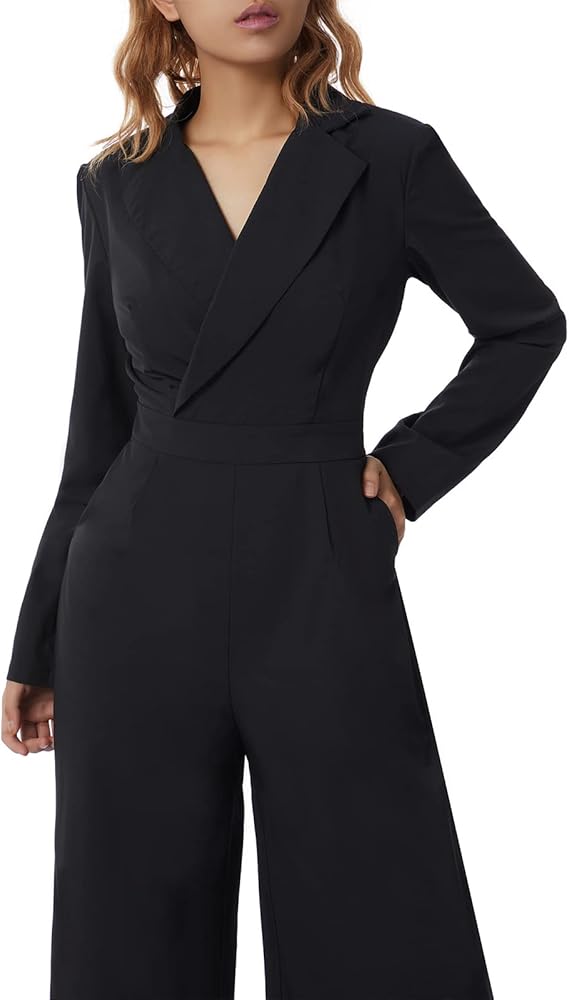 Women’s Jumpsuit | Long Sleeve Wrap-Front | Polyester Fabric | Flattering Fit & Comfortable Wear