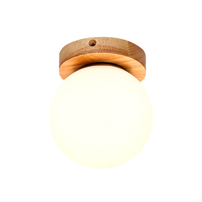 Taavita Glass Head/Cubic/Globe Flushmount Simplicity LED Ceiling Fixture with Wood Antler/Square/Round Design in Beige - Modern Style with Various Sizes and Types