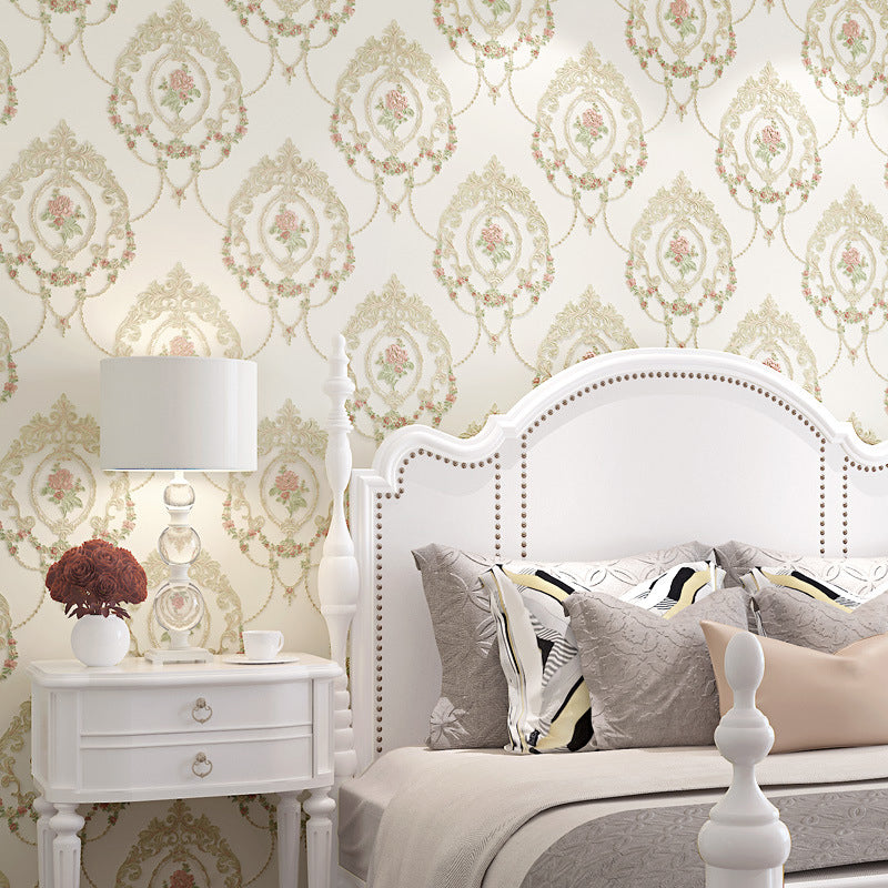 Taavita Color 3D Embossed Flower Vintage Decorative Non-Pasted Wallpaper, 33' x 20.5"