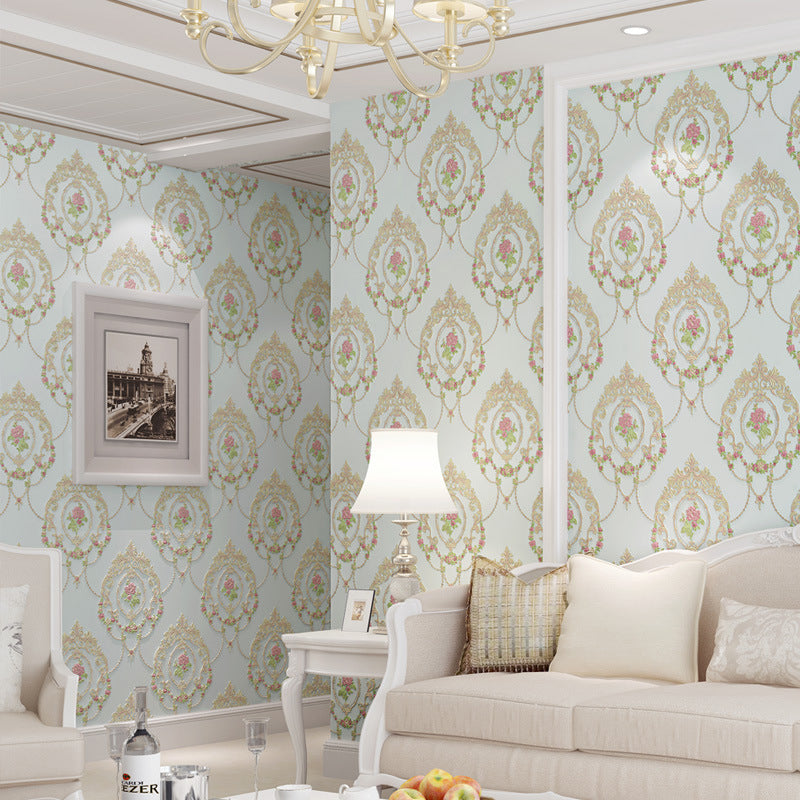 Pastel Color 3D Embossed Flower Decorative Non-Pasted Wallpaper, 33' x 20.5" Clearhalo 'Vintage wall decor' 'Vintage' 'Wallpaper' Wall Decor' 1806161