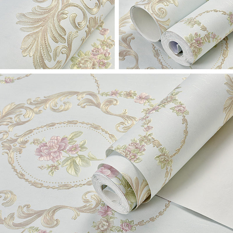 Taavita Color 3D Embossed Flower Vintage Decorative Non-Pasted Wallpaper, 33' x 20.5"