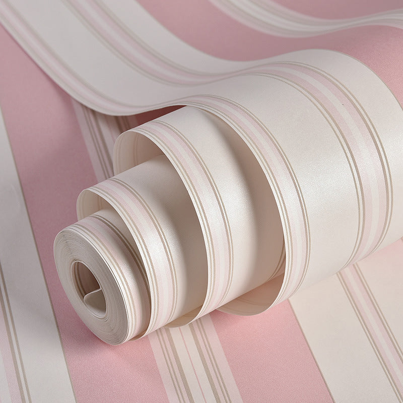 Taavita 20.5-Inch x 33 Feet Nautical Vertical Stripes Wallpaper for Kids' Room in Blue and Pink