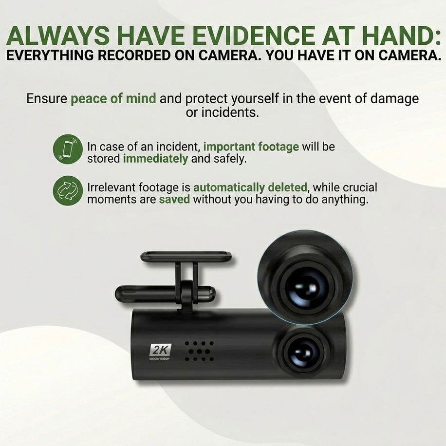 Full HD Dash Camera with 170° Wide View, Night Vision, G-Sensor, Voice Alerts, Loop Recording
