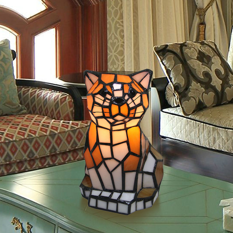 Tiffany-Style Cat Lamp - Unique Colorful Glass Design