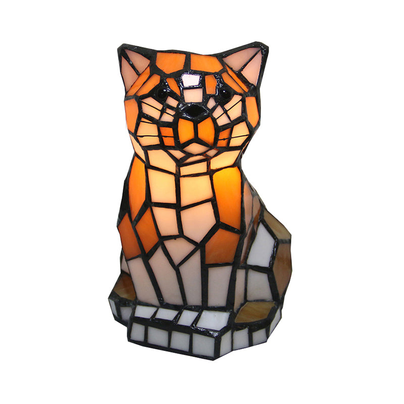 Tiffany-Style Cat Lamp - Unique Colorful Glass Design