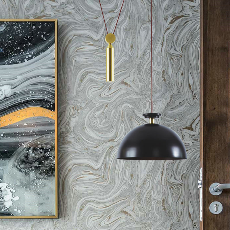 Taavita Height-Adjustable Pendant Lamp with Pulley - A Modern Hanging Light for the Kitchen Hallway, 10 to 14 Inches, 1 Light, Gold, Metal, Swag Fixture, Interiors, E26/E27, 110V-120V 220V-240V