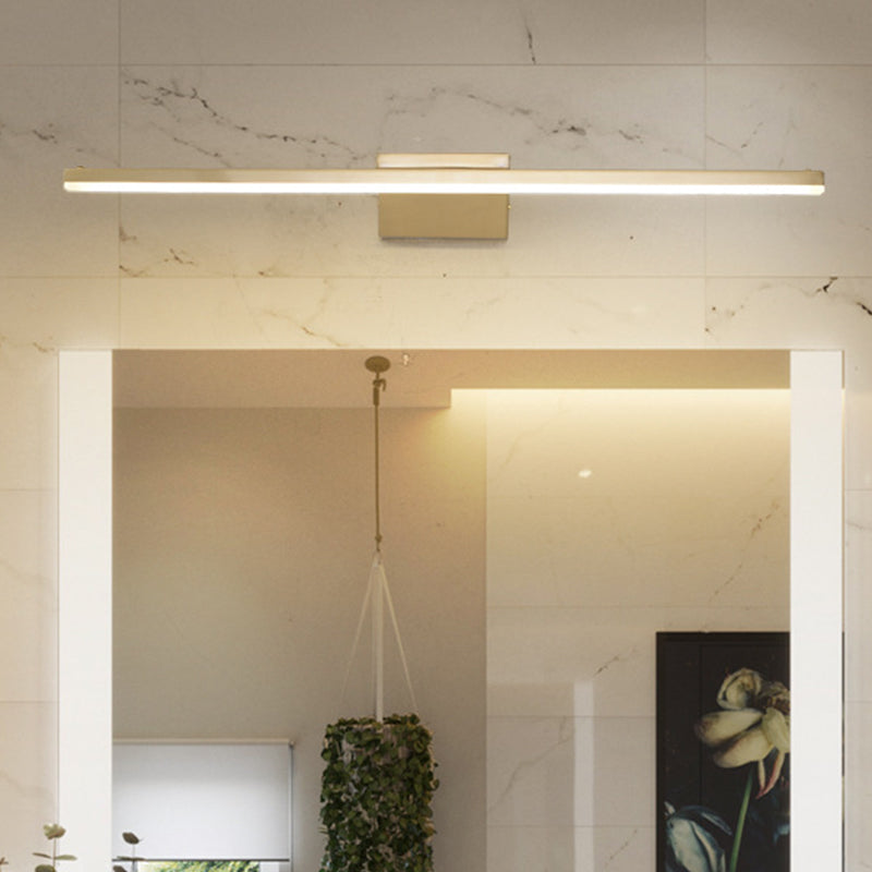 16"/21.5" W Metallic Streamlined Wall Lamp Simplicity LED Gold Vanity Sconce Light for Bathroom Clearhalo 'Cast Iron' 'Glass' 'Industrial' 'Modern wall lights' 'Modern' 'Tiffany' 'Traditional wall lights' 'Vanity Lights' 'Wall Lights' Lighting' 1865439