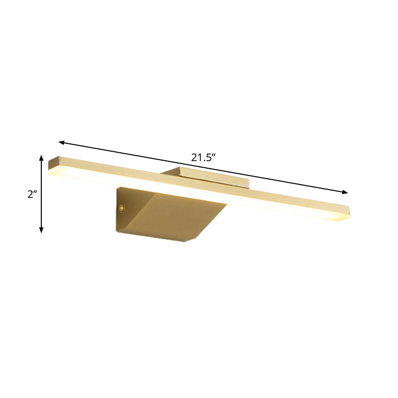 21.5"/16" W Gold Metallic Streamlined Wall Lamp Simplicity LED Vanity Sconce Light for Bathroom