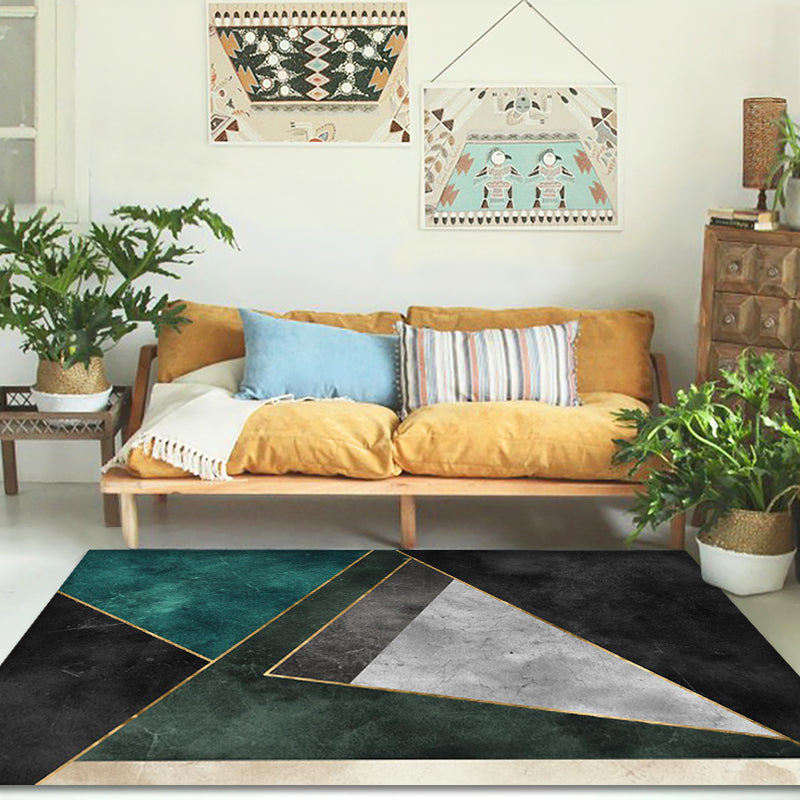 Nordic Parlor Rug Green Geometric Pattern Rug Polypropylene Washable Non-Slip Pet Friendly Carpet Clearhalo 'Area Rug' 'Rug' 1869872