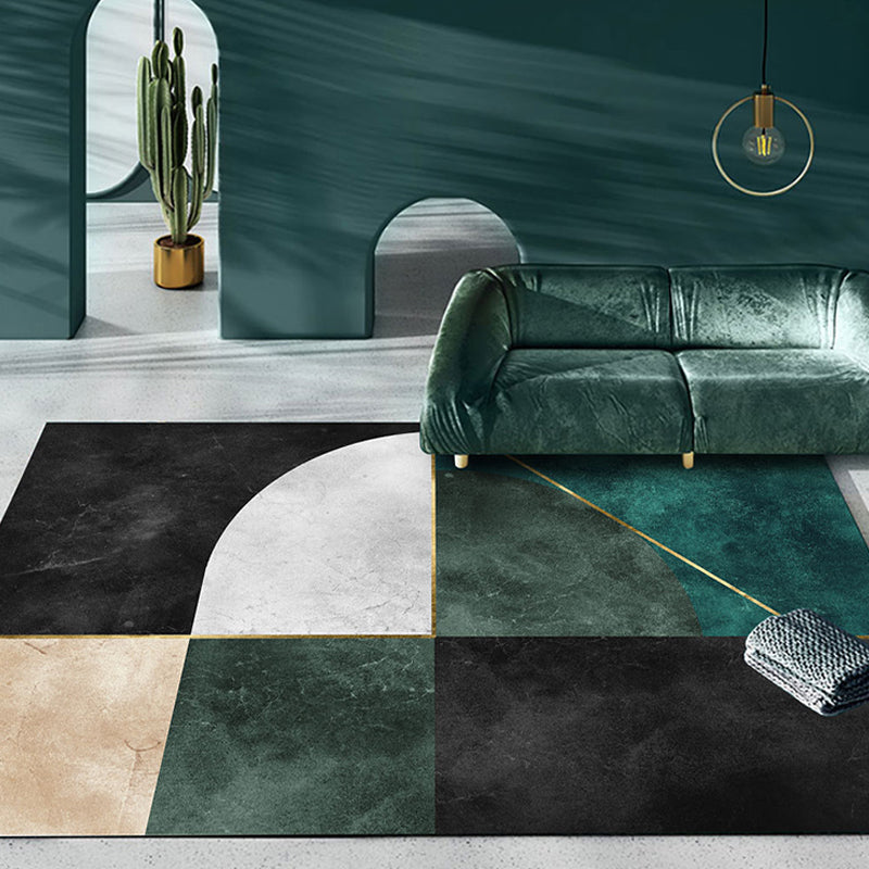 Nordic Parlor Rug Green Geometric Pattern Rug Polypropylene Washable Non-Slip Pet Friendly Carpet Gold Clearhalo 'Area Rug' 'Rug' 1869875