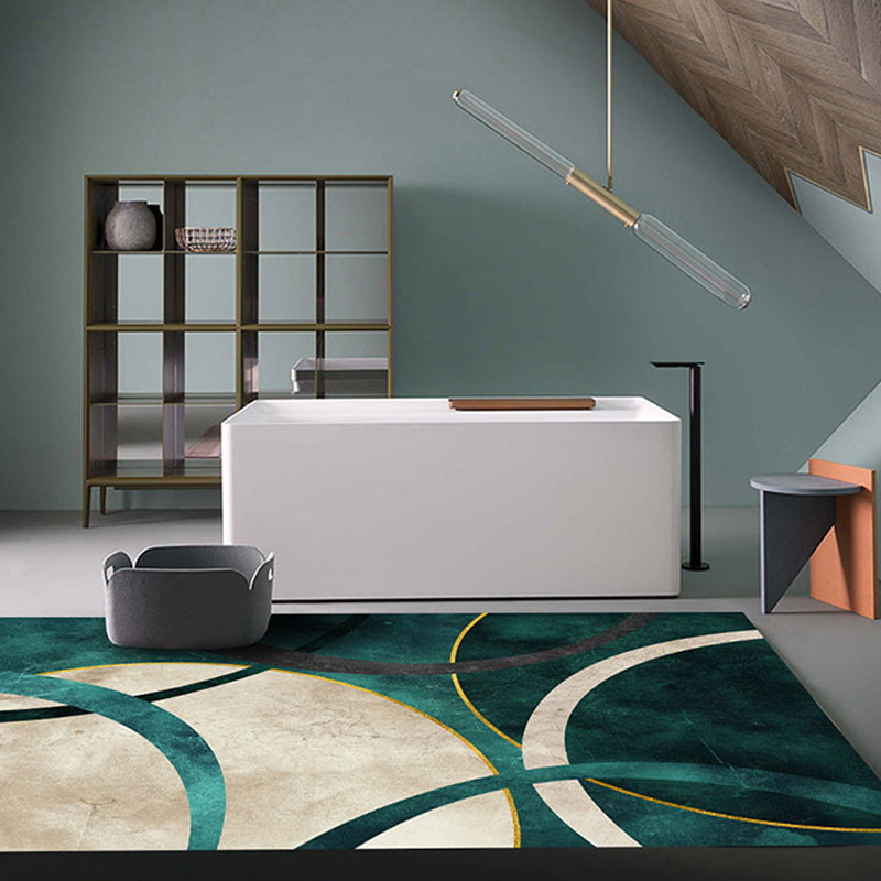 Nordic Parlor Rug Green Geometric Pattern Rug Polypropylene Washable Non-Slip Pet Friendly Carpet Clearhalo 'Area Rug' 'Rug' 1869869