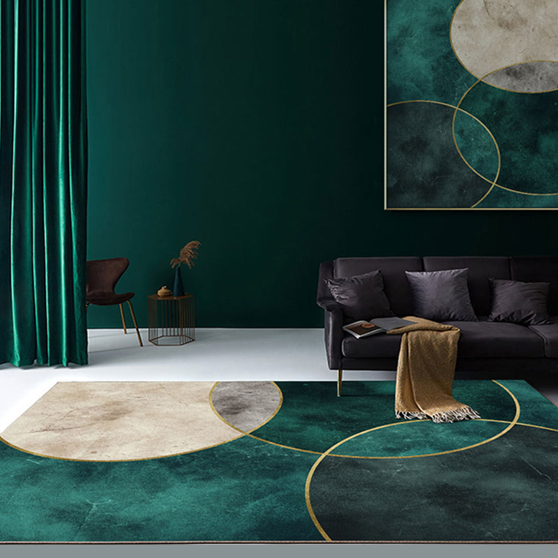 Nordic Parlor Rug Green Geometric Pattern Rug Polypropylene Washable Non-Slip Pet Friendly Carpet Clearhalo 'Area Rug' 'Rug' 1869871