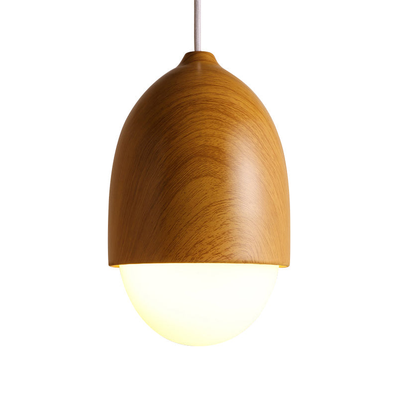 1 White Light-Colored Nut-Shaped Hanging Japanese Glass and Wood Heating Hanger for the Store