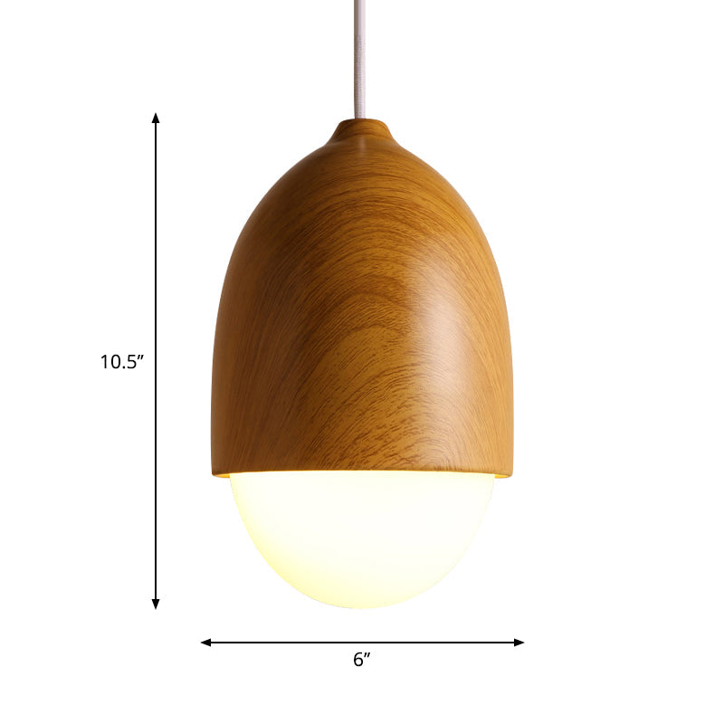 1 White Light-Colored Nut-Shaped Hanging Japanese Glass and Wood Heating Hanger for the Store