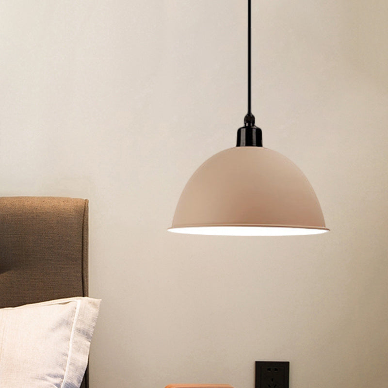 Taavita Black/Gray Industrial Style Suspension Lamp Dome Shade Pendant Light for Dining Room, 1 Bulb, 12"/14" W