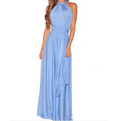 Women’s Maxi Evening Dress | Halter Neck & Cross-Back Straps | Polyester Fabric | Comfortable Fit