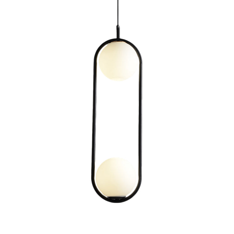 Taavita Pendant Lighting Modern Black/Gold Hanging Ceiling Lamp with White Glass 1/2 Lights for Bedroom
