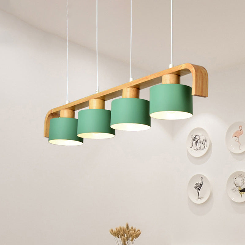 Taavita Drum Shade Island Light 3/4 Heads Nordic Simple Chandelier Light for Dining Room Kitchen
