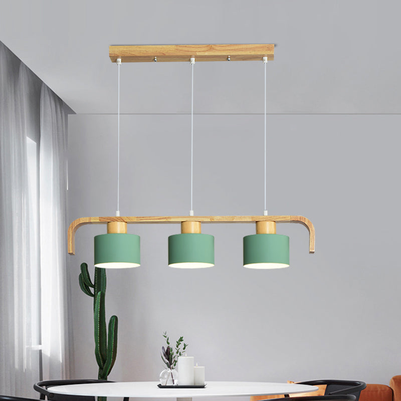Taavita Metal Drum Shade Island Light 3/4 Heads Nordic Simple Chandelier for Dining Room Kitchen