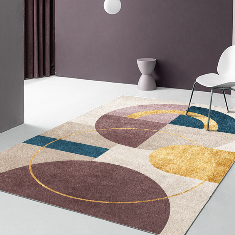 Esthetic Geometric Indoor Rug Morandi Color Creative Rug Polyester Stain-Proofing Carpet for Living Room Light Pink Clearhalo 'Area Rug' 'Rug' 1898380