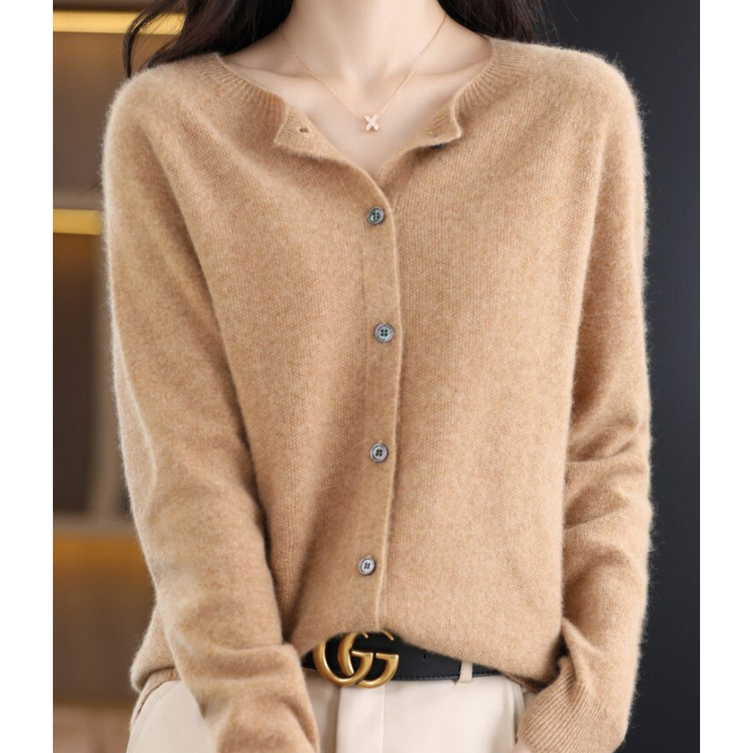 Women's Button-Front Knit Cardigan | Soft Plush Knit & Long Sleeves | Versatile Layering | Comfortable Fit