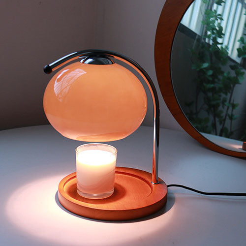 Taavita Vintage Glass Dome Solid Wood Base 1-Light Table Lamp with Melting Wax