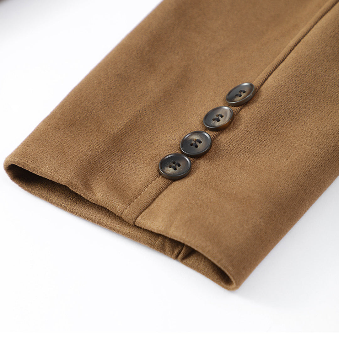 Women’s Suede Jacket | Single-Breasted Notched Lapel | Soft Suede Fabric | Cozy Warmth