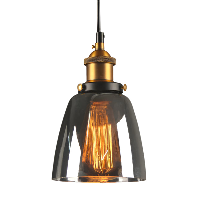 Antique Glass Pendant Light | Vintage Art Deco Design | Galvanized Metal & Glass | Dimmable Lighting
