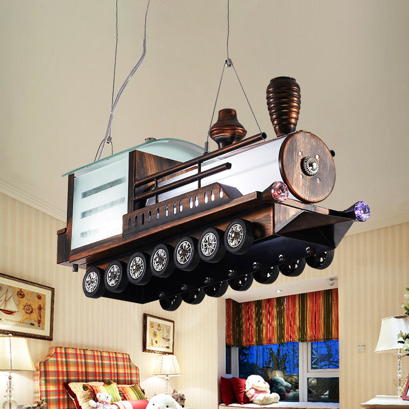 Taavita Kids Bedroom Chandelier Metal Cartoon LED Ceiling Light Hanging in Coffee