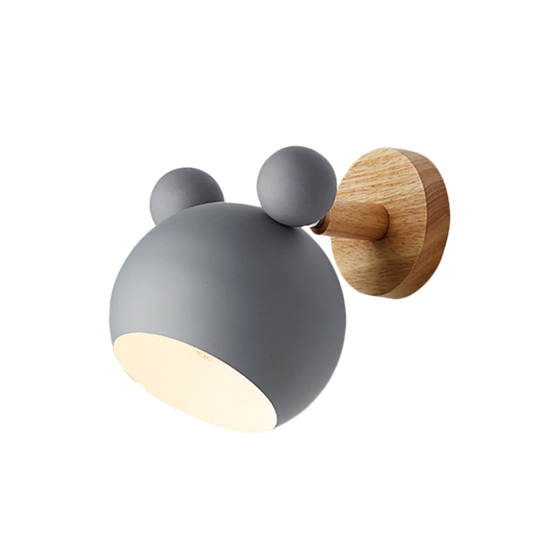 Taavita Rotating Wall Mounted Lamp Macaron Iron 1-Head Bedside Reading Wall Light in White/Pink/Green and Wood, Perfect for Kids, Indoor Use, 110V-240V