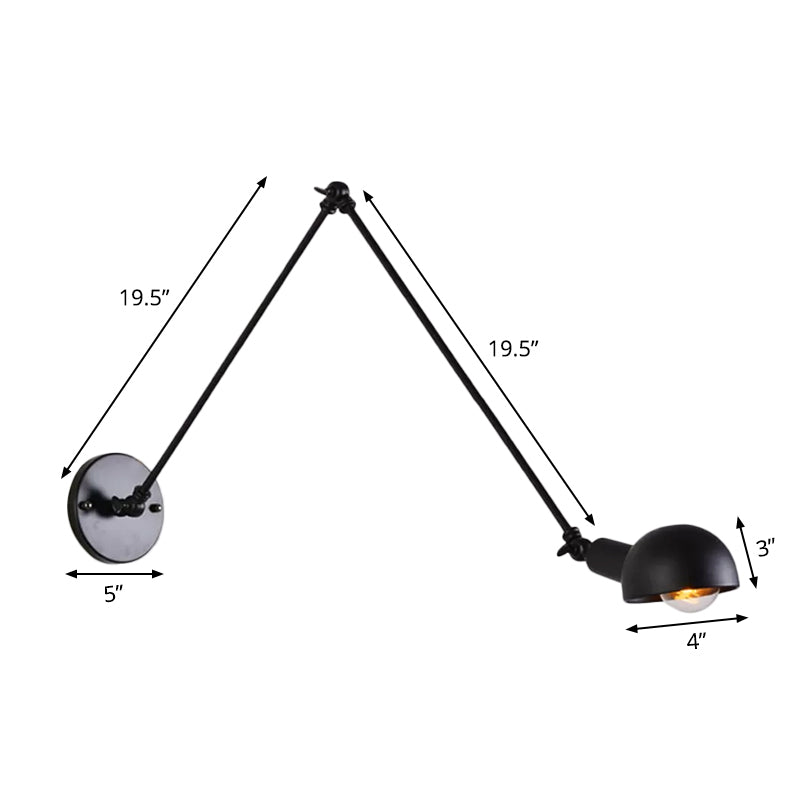 8 "+8"/12 "+12" W Retro Vibration Wall Lamp Single-Bulb Iron Mounting with Bowl Shade in Black Taavita