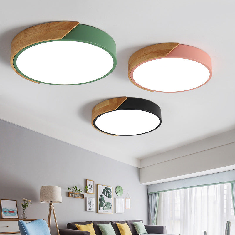 Macaron Loft Circle Flush Ceiling Light Acrylic LED Ceiling Lamp for Kindergarten Blue White Clearhalo 'Ceiling Lights' 'Close To Ceiling Lights' 'Close to ceiling' 'Flush mount' Lighting' 192155