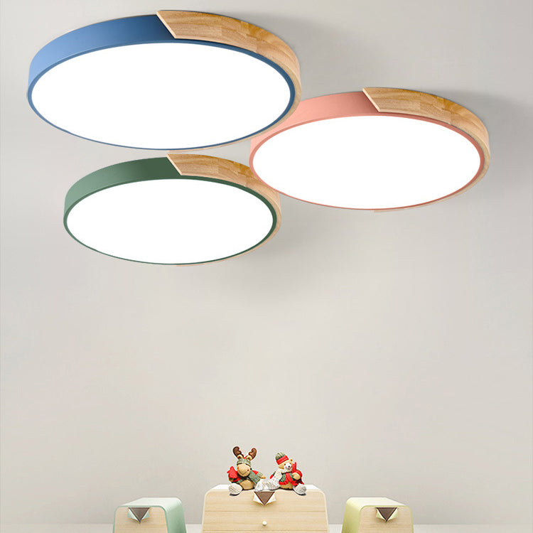 Macaron Loft Circle Flush Ceiling Light Acrylic LED Ceiling Lamp for Kindergarten Clearhalo 'Ceiling Lights' 'Close To Ceiling Lights' 'Close to ceiling' 'Flush mount' Lighting' 251411