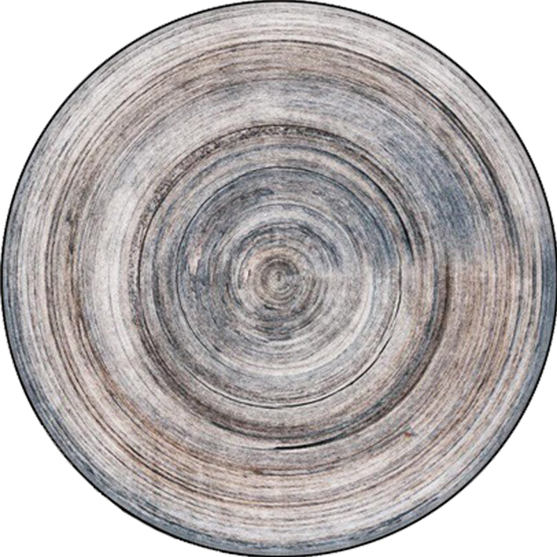 Modern Casual Grey Abstract Wood Grain Pattern Rug - Polyester Machine Washable Round Carpet for Home Decoration