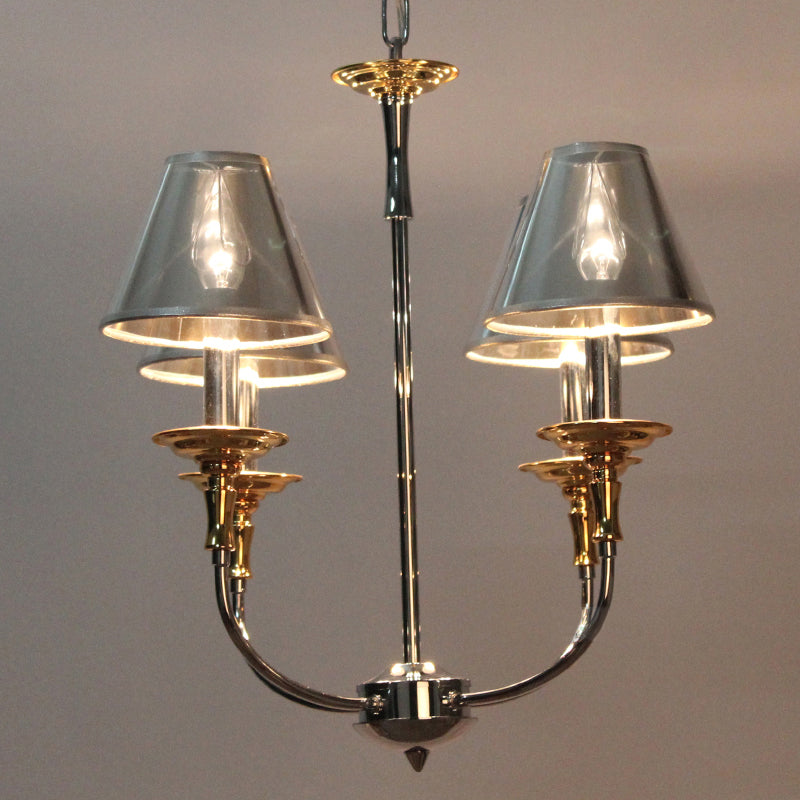 Convert Kegel-shaped Chandelier in Black/Chrome with 3/4/6 Heads and Drop Arm, Fabric Pendant