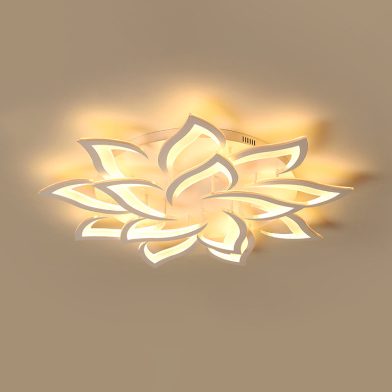 Taavita Floral Modernist Semi Mount Lighting Acrylic 5/10/14 Bulbs Ceiling Flush Light in Warm/White Light