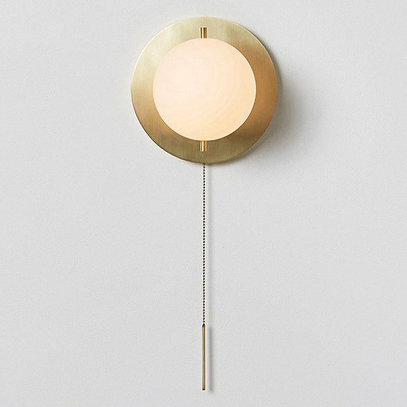 Taavita Mini Globe Wall Sconce Light Simple 1-Light Opaline Glass Wall Mount Fixture for Bedroom - Modern Design, Indoor Use, 110V-240V, Metal Construction