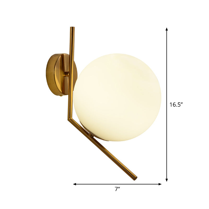 Taavita Mini Globe Wall Sconce Light Simple 1-Light Opaline Glass Wall Mount Fixture for Bedroom - Modern Design, Indoor Use, 110V-240V, Metal Construction